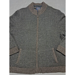 Pendleton Brown Shetland Wool XXL 2XL Maritime Living Full Zip Sweater Cardigan